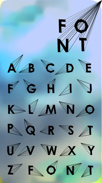 Drahtvektor Low-Poly-Alphabet-Schrift mit Schatten — Stockvektor