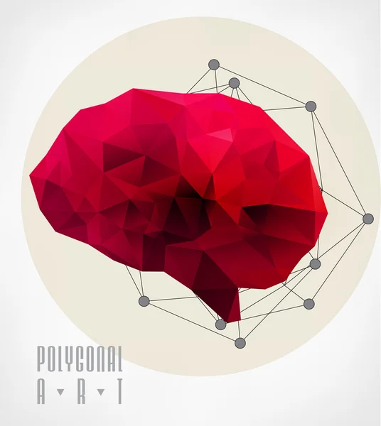 Cerebro poligonal abstracto — Vector de stock