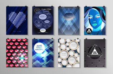 Afiş, el ilanı, broşür tasarım şablonları kümesi