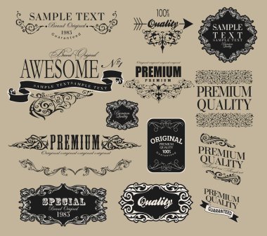 Tasarım için kaligrafik ögeler kümesi