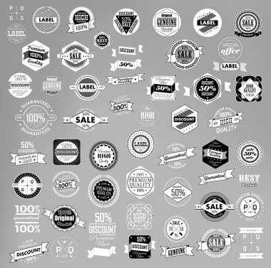 retro vintage etiket ve şeritler