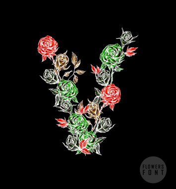 vektör renkli çiçek yazı tipi.