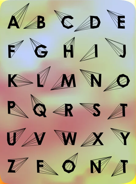 Drahtvektor Low-Poly-Alphabet-Schrift mit Schatten — Stockvektor