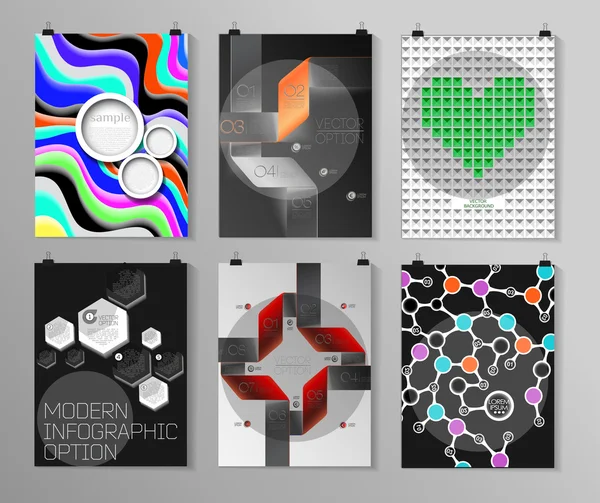 Set de póster, folleto, plantillas de diseño de folletos — Archivo Imágenes Vectoriales