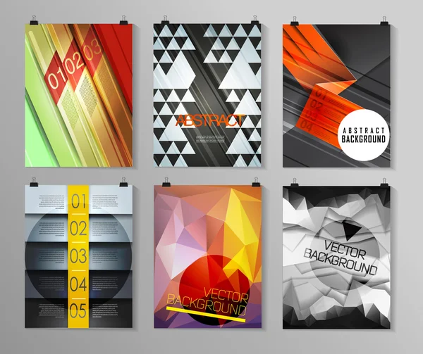 Set de póster, folleto, plantillas de diseño de folletos — Archivo Imágenes Vectoriales