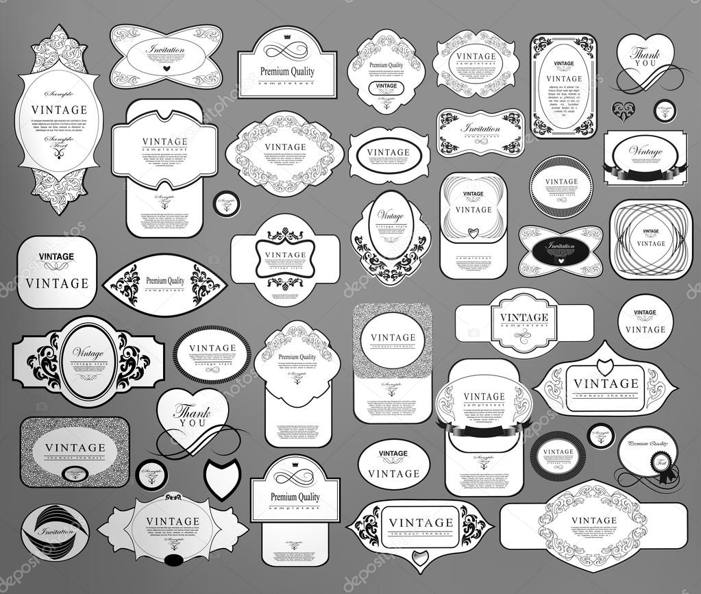 Set of retro vintage labels  and  ribbons
