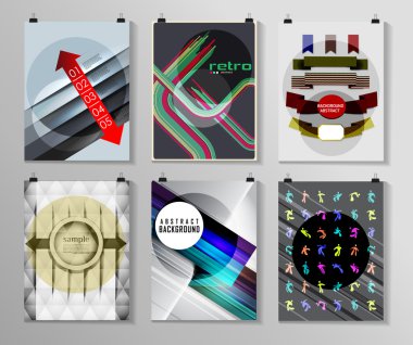 Afiş, el ilanı, broşür tasarım şablonları kümesi