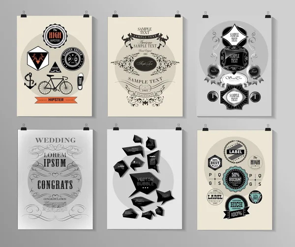 ポスター、チラシ、パンフレットのデザイン テンプレートの設定 — ストックベクタ