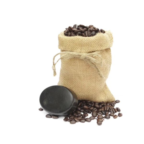 Handgemachte Kaffee duftende Seife auf weißem Hintergrund — Stockfoto