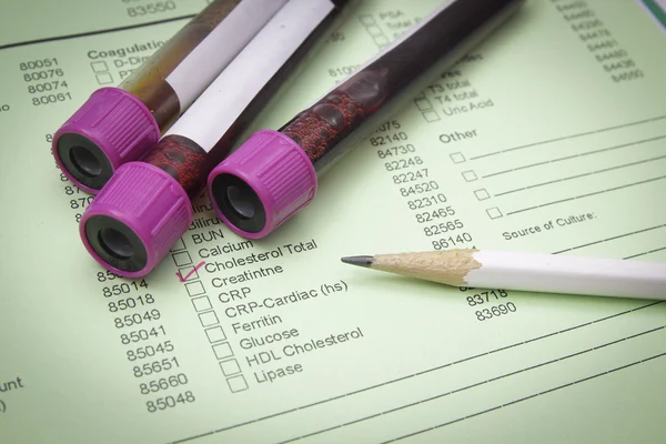 Form to fill in the results of biochemistry blood tests — Stock Photo, Image