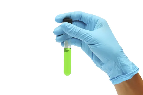 Chemist holding sample of liquid in lab or laboratory — Stock Photo, Image