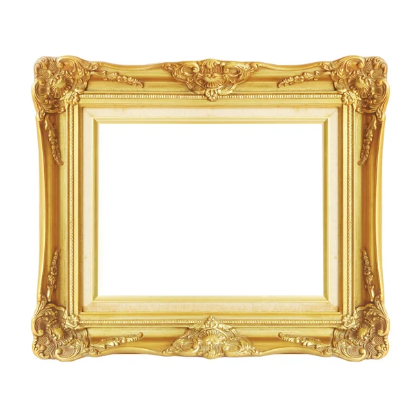 Starožitný zlatý rám izolované na bílém pozadí — Stock fotografie
