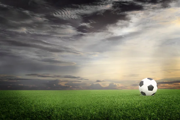 Soccer field with sun set — Stock Photo, Image