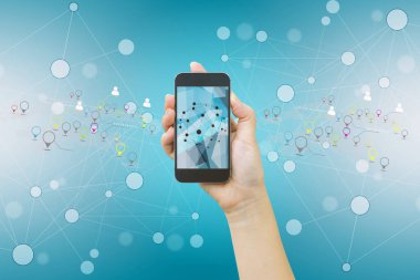 Sosyal ağ kavramına sahip iş adamı. 