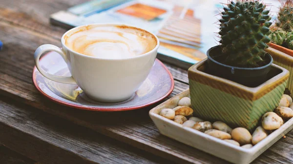 Cappuccino Coffee Cup Top View — Stock Photo, Image