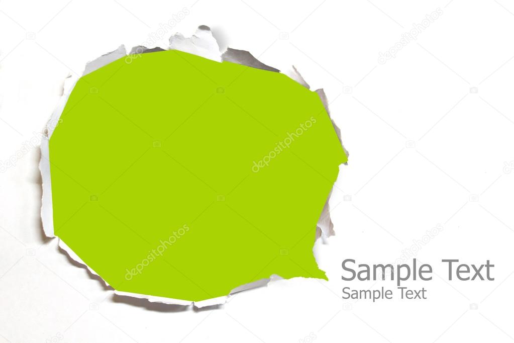 Torn paper with green background