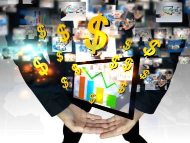 iş grafiği tutan işadamı