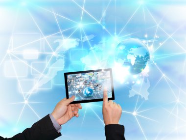 el iş dünyası tablet PC'de tutarak 