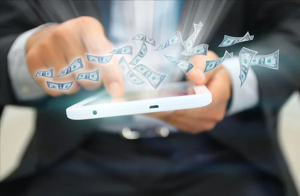 tablet dışarı uçan dolar.