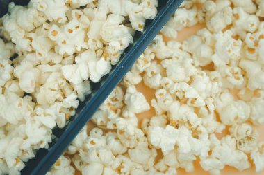 Patlamış mısır yığını. Yakın plan ve Seçici Odaklanma