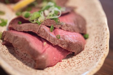 Japon sığır filetosu bifteği. Sıcak ve lezzetli biftek.