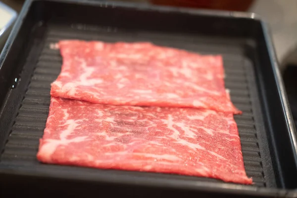 Premium Kwaliteit Vers Dun Gesneden Rundvlees Voor Shabu Shabu Yakiniku — Stockfoto