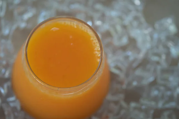 Glass Fresh Orange Juice Top View — Stock Photo, Image