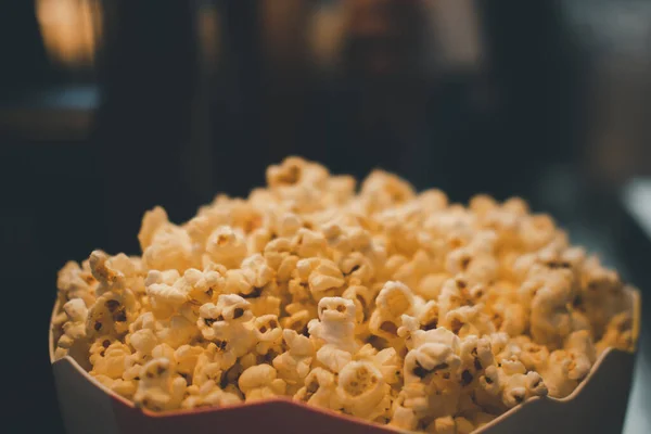 Bowl Full Popcorn Selective Focus — Fotografia de Stock