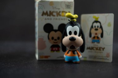 Samut Prakan, Thailand - May 22, 2021 : Cute figurine Goofy collections from blind box in Miniso shop sell in Thailand