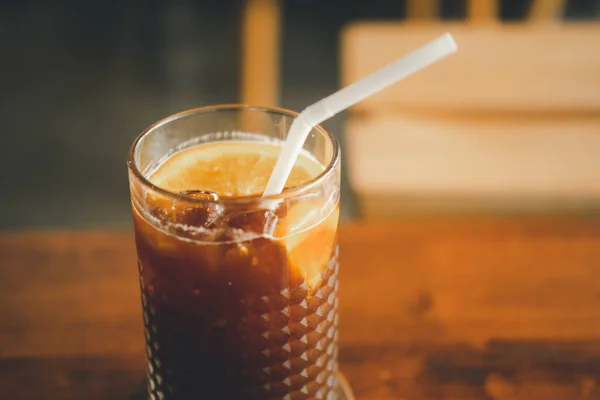 Vaso Espresso Mezclado Con Zumo Naranja Miel Bebida Perfecta Para — Foto de Stock