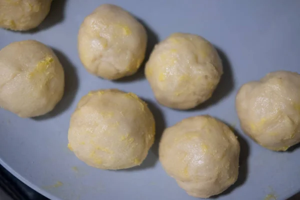 Pasta Fresca Pronta Cottura Piatto Con Burro Cottura Del Pane — Foto Stock