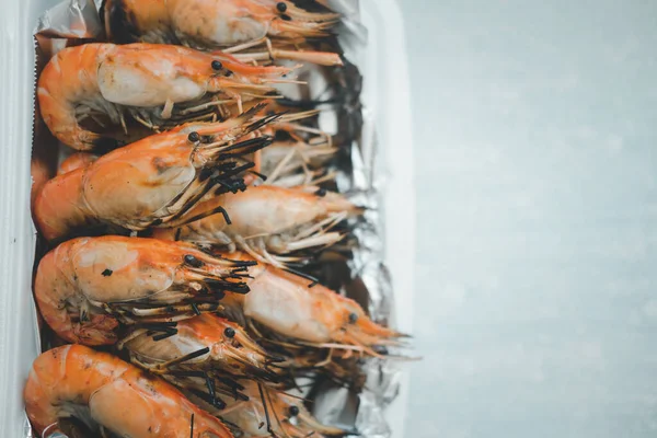 Delicious Grilled Shrimp Foam Box Package Wrap Foil Paper Thai — Φωτογραφία Αρχείου