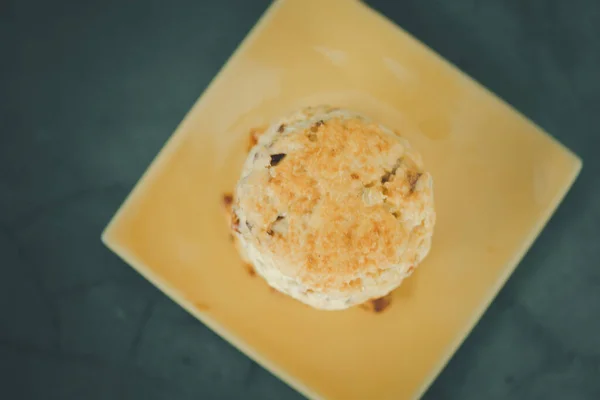 Focaccine Appena Sfornate Pronto Servire Con Marmellata Panna Burro — Foto Stock