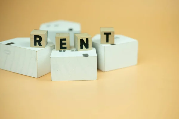 Wood Cubes Blocks Word Rent Placed Wood Home Concept Cost — Stock Photo, Image