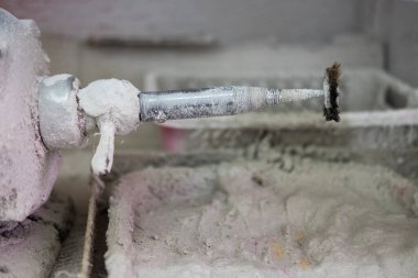 Eski inşaat aletleri. Seçici odak