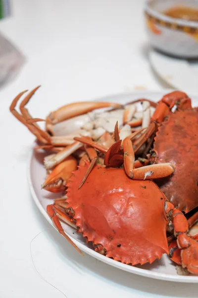 Steamed crabs in dish, Thai seafood homemade