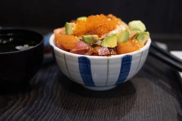 Premium Fresh Raw Seafood Rice Japanese Tasty Cuisine — 스톡 사진