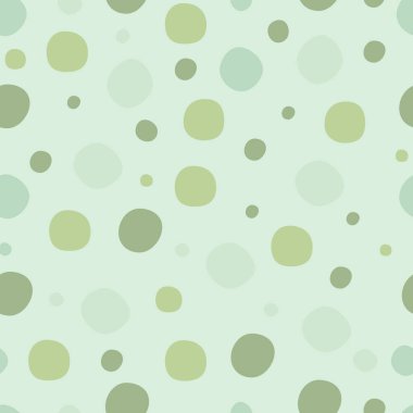 Kusursuz desenli küçük yeşil daireler. Kumaş, giysi, ambalaj, doku ve dekorasyon için tasarım, yeşil ton.