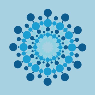 Mavi bir arkaplan üzerinde mavi noktalı dairesel arkaplan ile vektör deseni