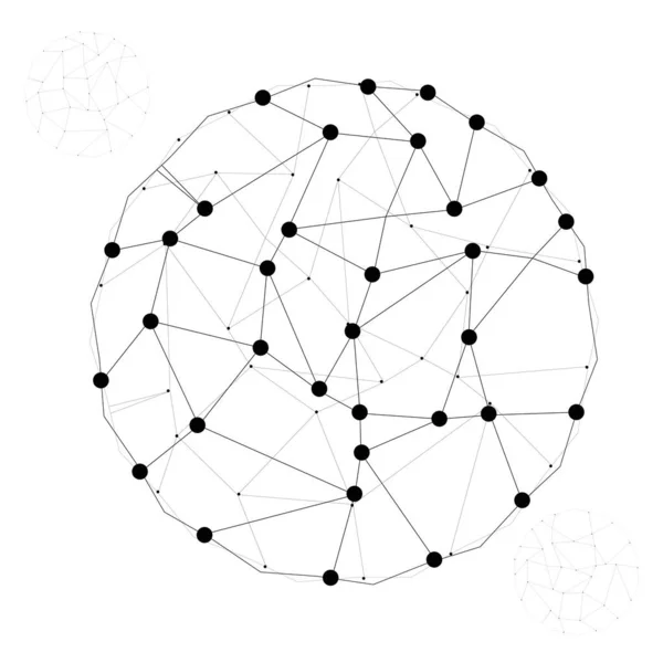 白い背景の円の中の黒い点と線の接続されたネットワーク — ストックベクタ