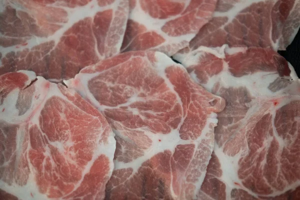 Hohe Blickwinkel Auf Fleisch Serviert Tellern Bereit Zum Kochen — Stockfoto