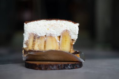 Banoffee veya banoffee turtası. Seçici odak
