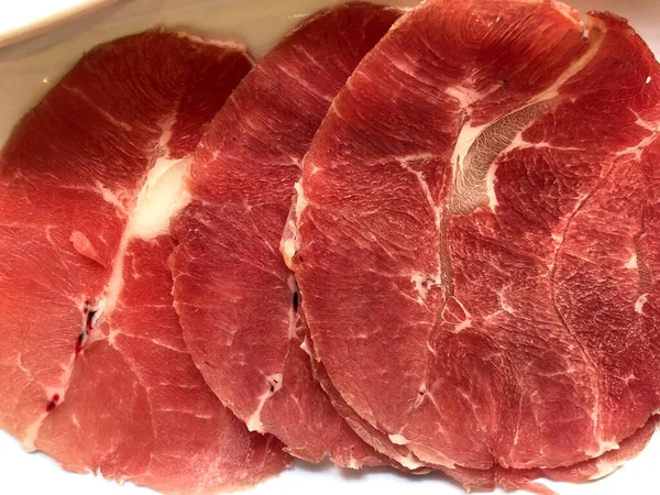 Roh Geschnittenes Rindfleisch Zum Kochen Ansicht Von Oben — Stockfoto