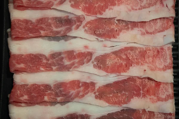 Pedaços Bacon Cru Vista Superior — Fotografia de Stock