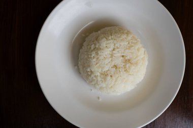 A simple Thai steaming hot, fluffy rice Top view