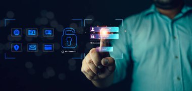 Güvenlik şifre koruması veri gizlilik erişimi kimlik doğrulama dijital güvenlik teknolojisi bilgi sistemi çevrimiçi güvenli. Kullanıcı adı ve parolasına sahip kullanıcı kimlik doğrulama sistemi