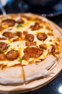 Traditional Italian pizza topped with ham