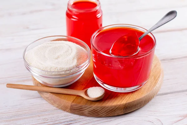 Gelatine Agar Agar Gallertartige Masse Auf Einem Schneidebrett Geliermittel Für — Stockfoto