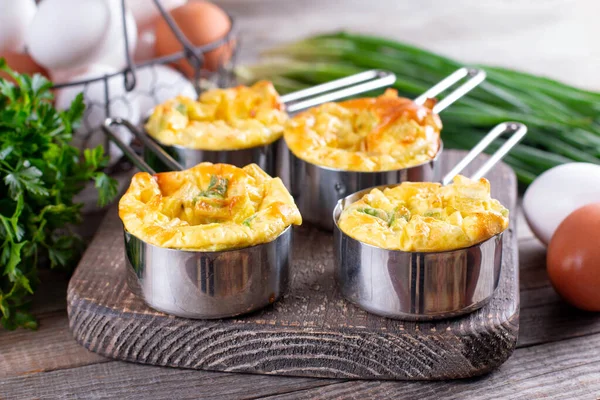 Egg Bites Omelet Muffin Vegetables Baked Eggs Herbs Keto Ketogenic — Stock Photo, Image