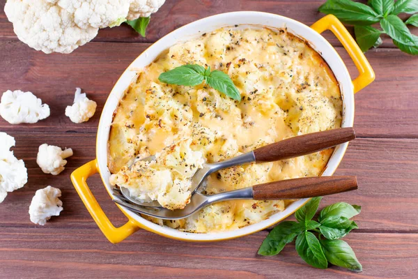 Caçarola Vegetal Couve Flor Com Queijo Ovos Nata Close Uma Imagens De Bancos De Imagens